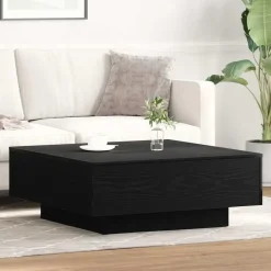 vidaXL - Vierkante salontafel - Zwart eiken - Bewerkt hout - 80x80x31 cm