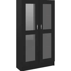 vidaXL - Vitrinekast - Zwart - Bewerkt hout