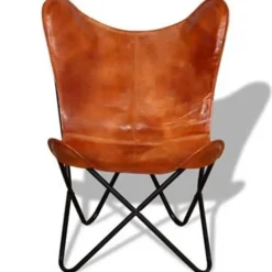 vidaXL - Vlinderstoel - Bruin - Leer