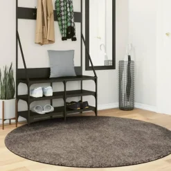 vidaXL - Vloerkleed - Grijs - Polyester - Ø 160 cm