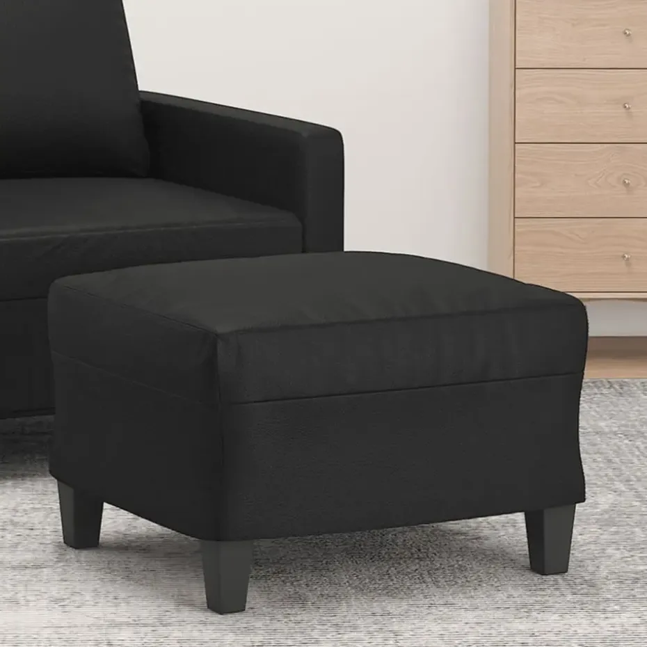 vidaXL - Voetenbank - Zwart - Kunstleer - 60 x 50 x 41 cm