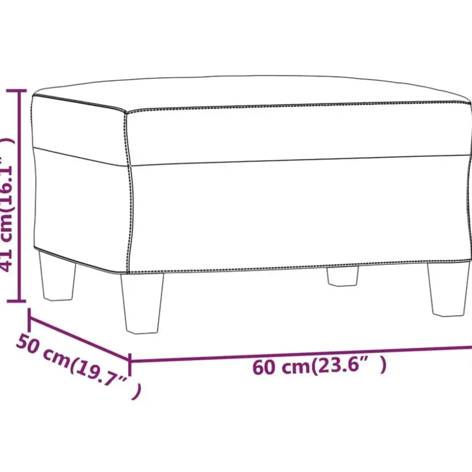 vidaXL - Voetenbank - Zwart - Stof - 60 x 50 x 41 cm