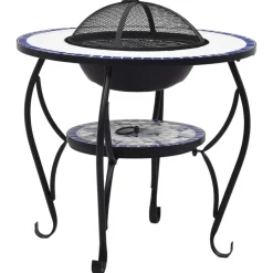 vidaXL - Vuurtafel - Blauw - Keramiek