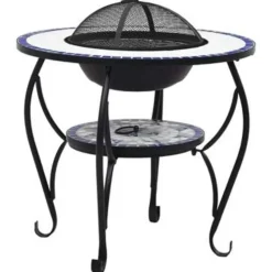 vidaXL - Vuurtafel - Blauw - Keramiek