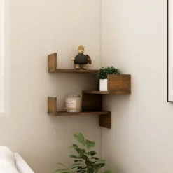 vidaXL - Wandhoekschap - Bruin - Bewerkt hout