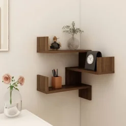 vidaXL - Wandhoekschap - Bruin - Bewerkt hout