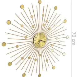 vidaXL - Wandklok - Goud - Metaal - 70 cm