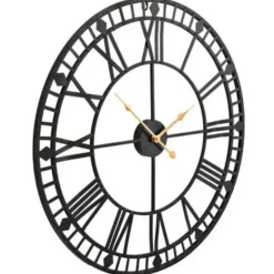vidaXL - Wandklok - Zwart - Metaal