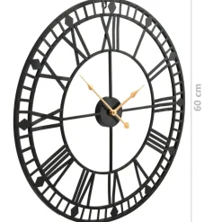 vidaXL - Wandklok - Zwart - Metaal