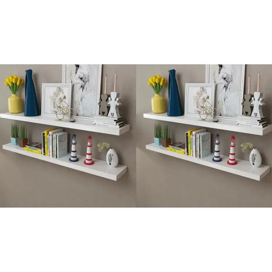 vidaXL - Wandrek - Wit - MDF - 120 cm - 4 stuks