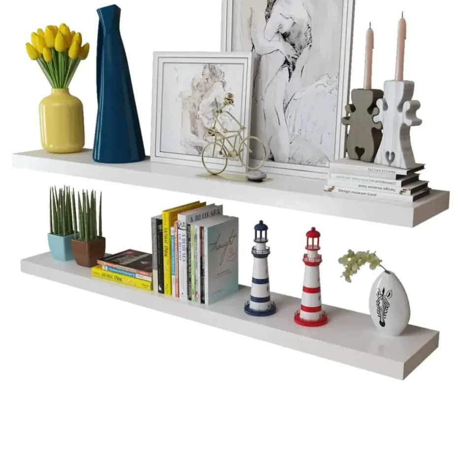 vidaXL - Wandrek - Wit - MDF - 120 cm - 4 stuks