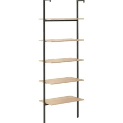 vidaXL - Wandrek met 5 schappen - Bruin - Bewerkt hout - 64 x 35 x 185 cm