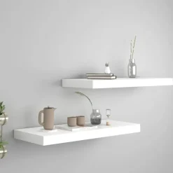 vidaXL - Wandschap - Wit - MDF - 60 x 23.5 x 3.8 cm - 2 stuks