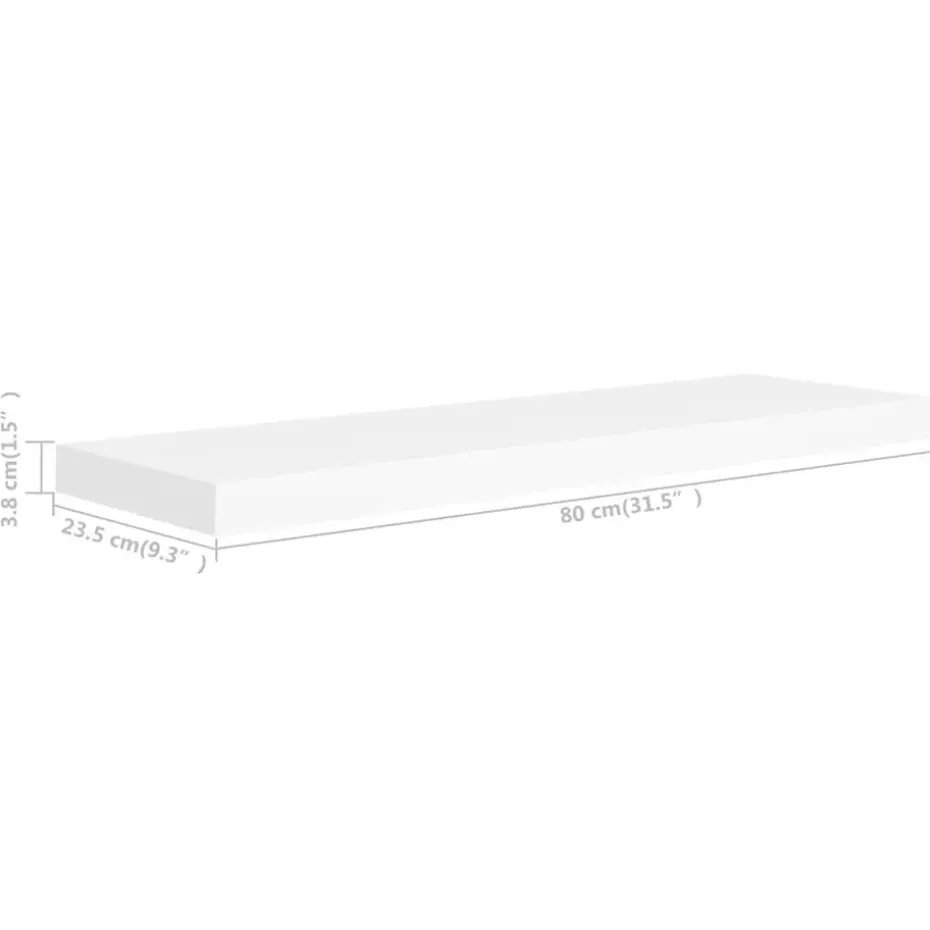 vidaXL - Wandschap - Wit - MDF - 80 x 23.5 x 3.8 cm