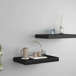 vidaXL - Wandschap - Zwart - MDF - 40 x 23 x 3.8 cm - 2 stuks