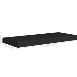 vidaXL - Wandschap - Zwart - MDF - 60 x 23.5 x 3.8 cm