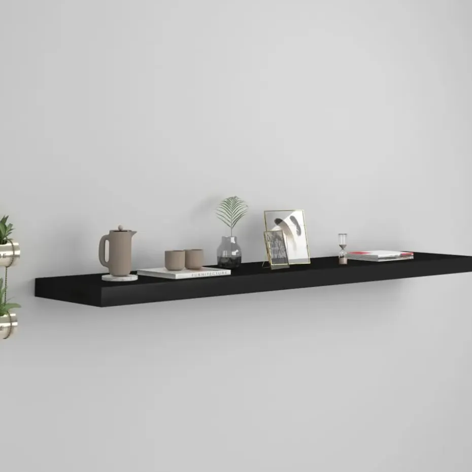 vidaXL - Wandschap - Zwart - MDF - 120 x 23.5 x 3.8 cm