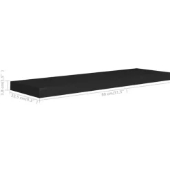 vidaXL - Wandschap - Zwart - MDF - 80 x 23.5 x 3.8 cm - 2 stuks