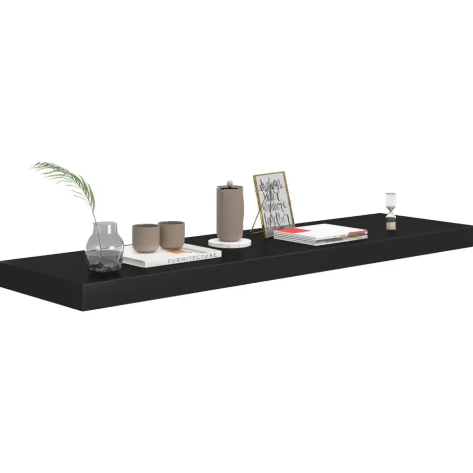 vidaXL - Wandschap - Zwart - MDF - 90 x 23.5 x 3.8 cm