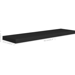 vidaXL - Wandschap - Zwart - MDF - 90 x 23.5 x 3.8 cm