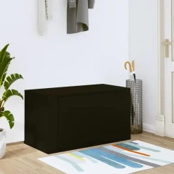 vidaXL - Wandschoenenkast - Zwart - Bewerkt hout