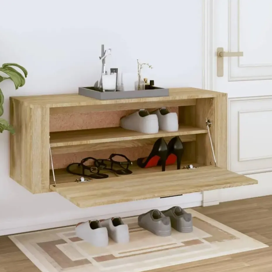 vidaXL - Wandschoenenkast - Bruin - Bewerkt hout