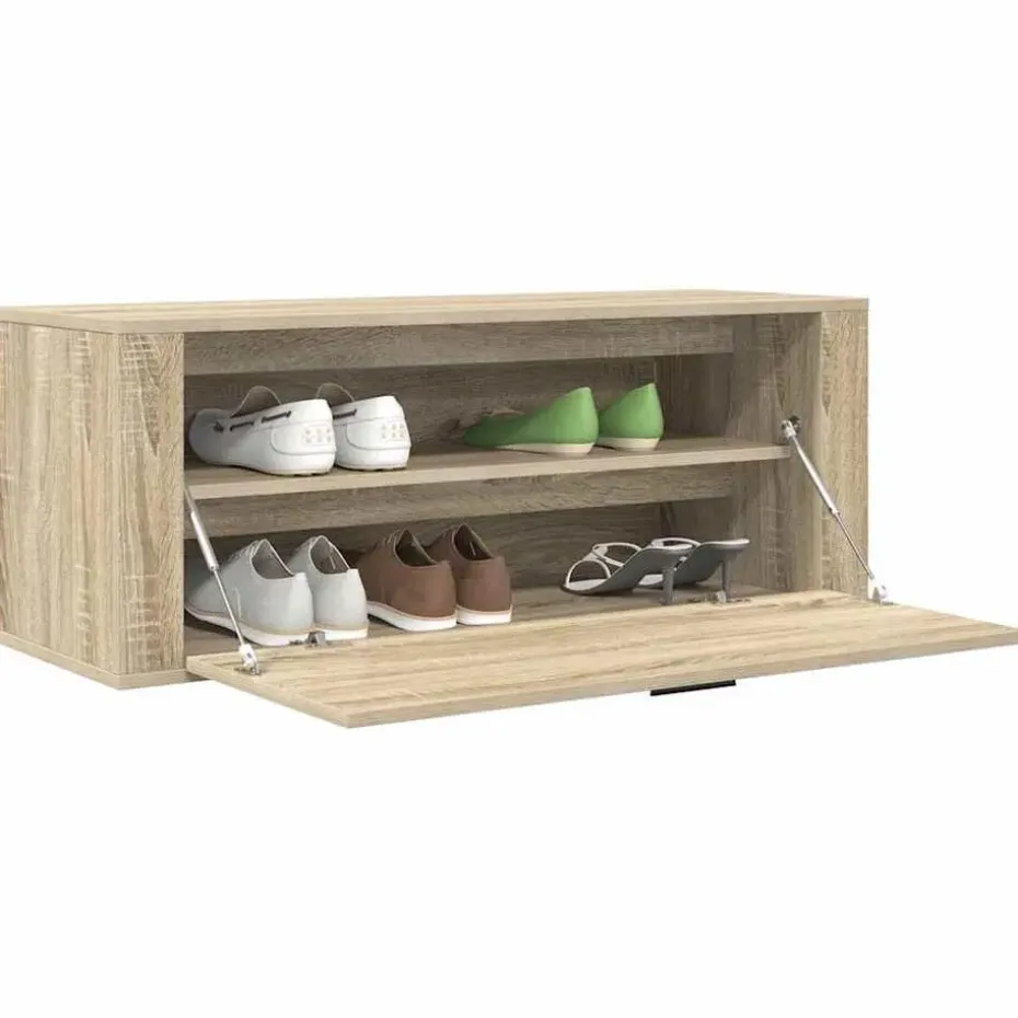 vidaXL - Wandschoenenkast - Bruin - Bewerkt hout