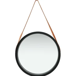 vidaXL - Wandspiegel - Zwart - Hout - Ø 50 cm