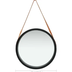 vidaXL - Wandspiegel - Zwart - Hout - Ø 50 cm