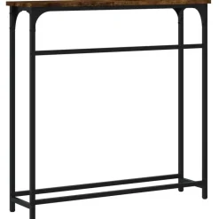 vidaXL - Wandtafel - Gerookt eiken - Bewerkt hout - 75x19.5x75 cm