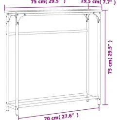 vidaXL - Wandtafel - Sonoma eiken - Bewerkt hout - 75x19.5x75 cm