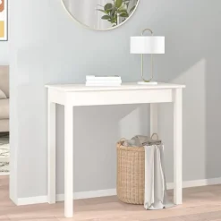 vidaXL - Wandtafel - Wit - Massief grenenhout - 80x40x75 cm