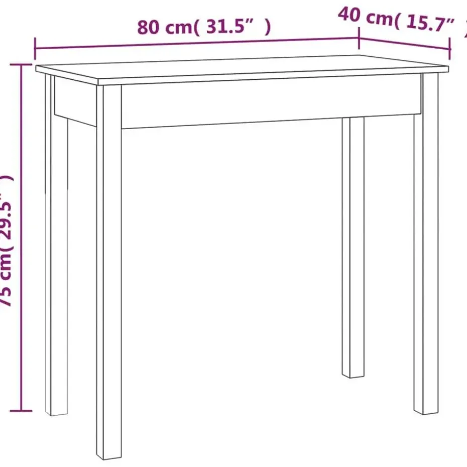 vidaXL - Wandtafel - Wit - Massief grenenhout - 80x40x75 cm