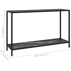 vidaXL - Wandtafel - Zwart - Glas - 120 x 35 x 75 cm