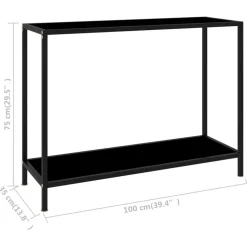 vidaXL - Wandtafel - Zwart - Glas - 100 x 35 x 75 cm