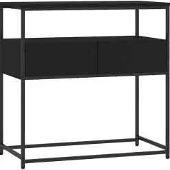 vidaXL - Wandtafel met 2 lades - Zwart - Bewerkt hout en metaal - 75x40x75 cm