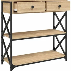 vidaXL - Wandtafel met 2 lades 2 schappen - Sonoma eiken - Hout - 75x28x75 cm