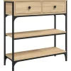 vidaXL - Wandtafel met 2 lades 2 schappen - Sonoma eiken - Hout - 72.5x25x75 cm