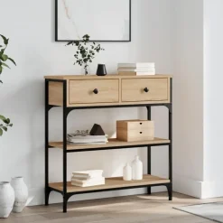 vidaXL - Wandtafel met 2 lades 2 schappen - Sonoma eiken - Hout - 72.5x25x75 cm