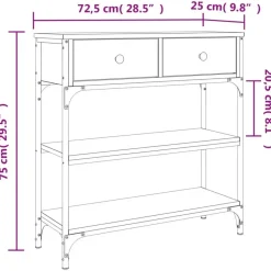 vidaXL - Wandtafel met 2 lades 2 schappen - Sonoma eiken - Hout - 72.5x25x75 cm