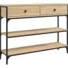 vidaXL - Wandtafel met 2 lades 2 schappen - Sonoma eiken - Hout - 100x25x75 cm