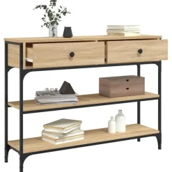 vidaXL - Wandtafel met 2 lades 2 schappen - Sonoma eiken - Hout - 100x25x75 cm