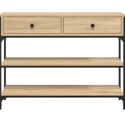 vidaXL - Wandtafel met 2 lades 2 schappen - Sonoma eiken - Hout - 100x25x75 cm