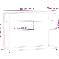 vidaXL - Wandtafel met 2 lades - Zwart - Bewerkt hout en metaal - 100x40x75 cm