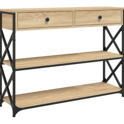 vidaXL - Wandtafel met 2 lades 2 schappen - Sonoma eiken - Hout - 100x28x75 cm