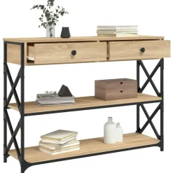 vidaXL - Wandtafel met 2 lades 2 schappen - Sonoma eiken - Hout - 100x28x75 cm
