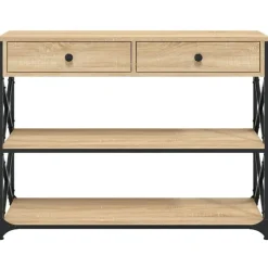 vidaXL - Wandtafel met 2 lades 2 schappen - Sonoma eiken - Hout - 100x28x75 cm