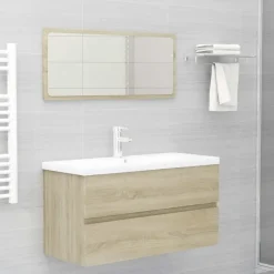 vidaXL - Wastafelkast - Bruin - Bewerkt hout - 90 x 38.5 x 45 cm