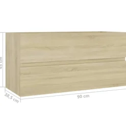 vidaXL - Wastafelkast - Bruin - Bewerkt hout - 90 x 38.5 x 45 cm
