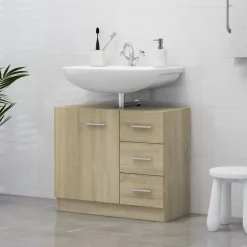 vidaXL - Wastafelkast - Bruin - Bewerkt hout